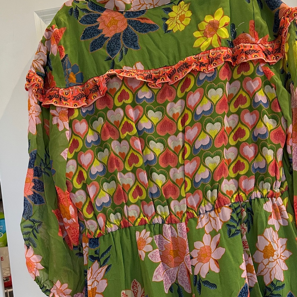 NWOT Emily Lovelock Floral Green Maxi Dress - Picture 8 of 9